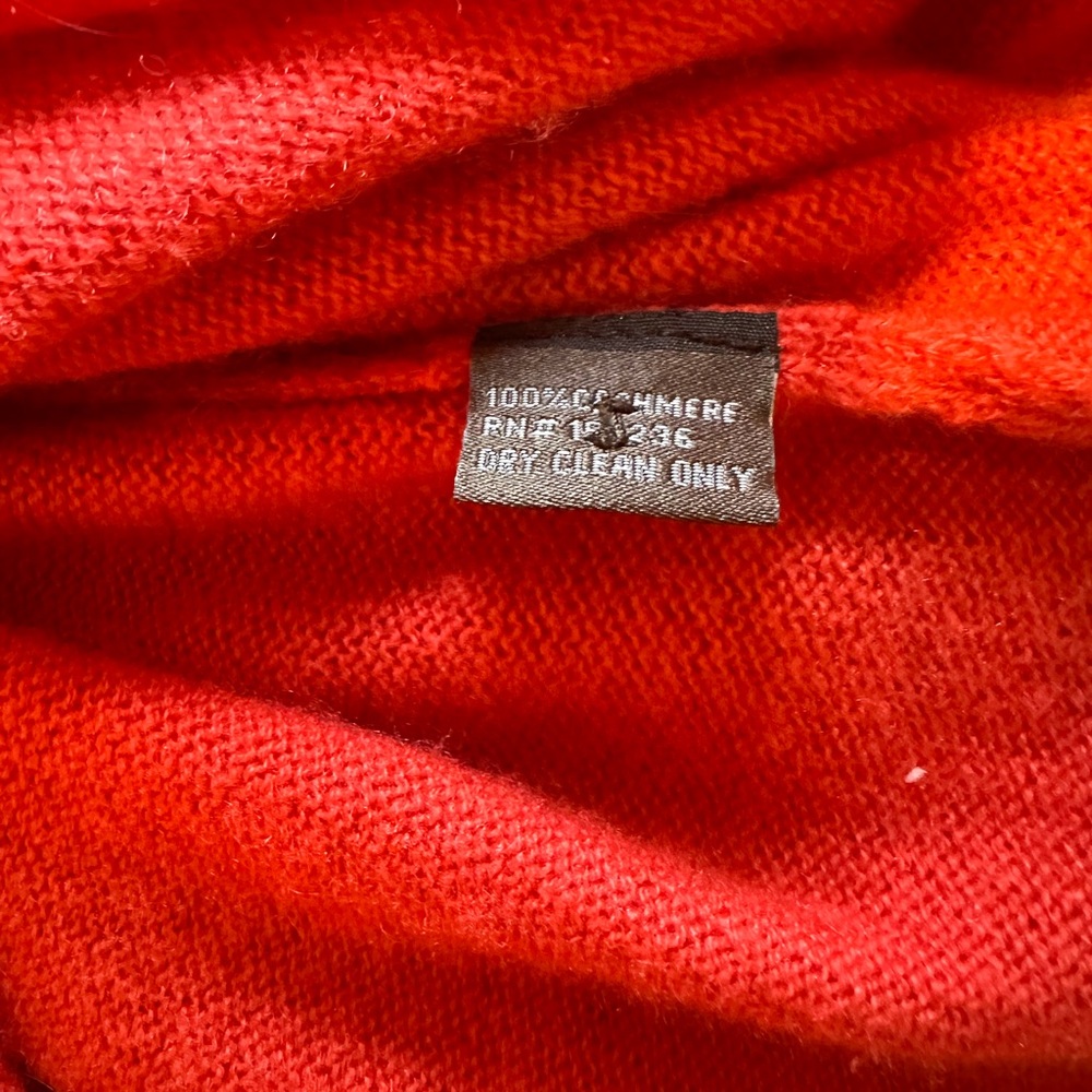 J. McLaughlin Jamey Cashmere Sweater Elegant Orange Red Crew Neck Size Medium - Picture 7 of 8